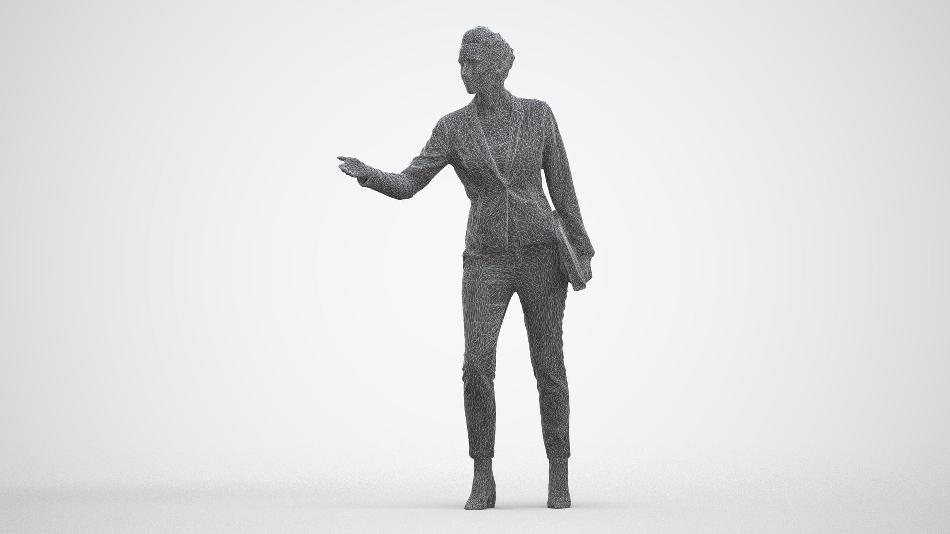 realistic 3D people woman business, render-ready for V-Ray and Corona, FBX OBJ, three-quarter front view render