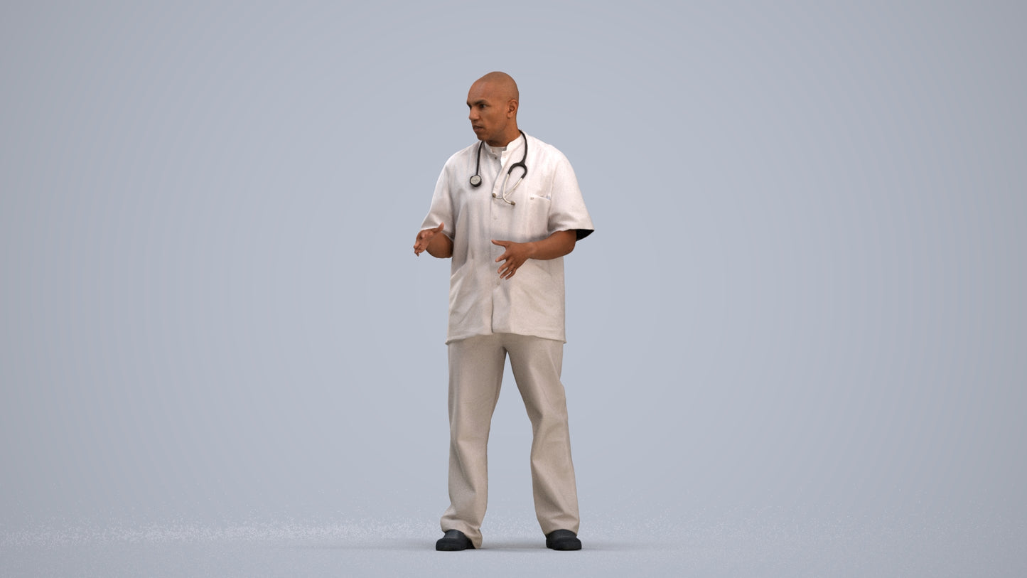 photogrammetry 3D man medical, realistic human model archviz FBX, standing pose render