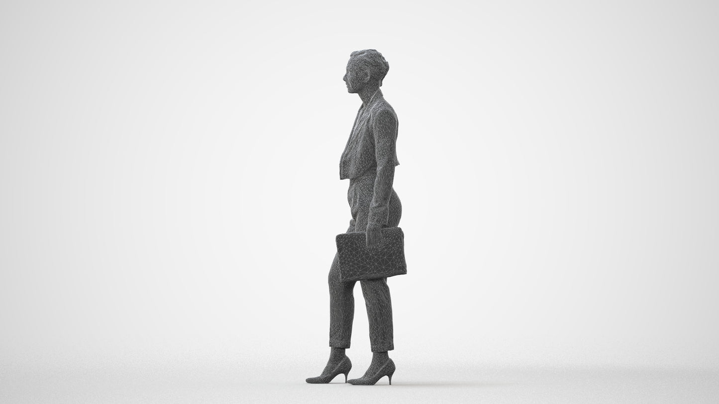3D human model woman business, photogrammetry scanned person for archviz, square thumbnail