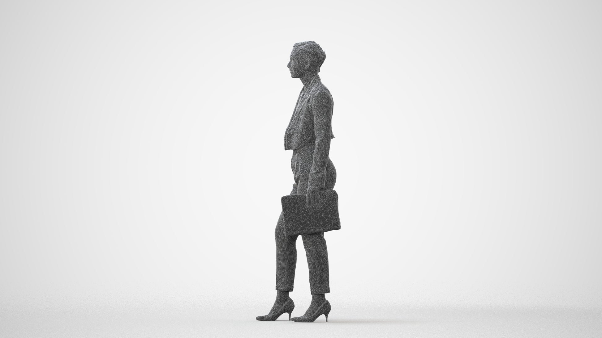 3D human model woman business, photogrammetry scanned person for archviz, square thumbnail