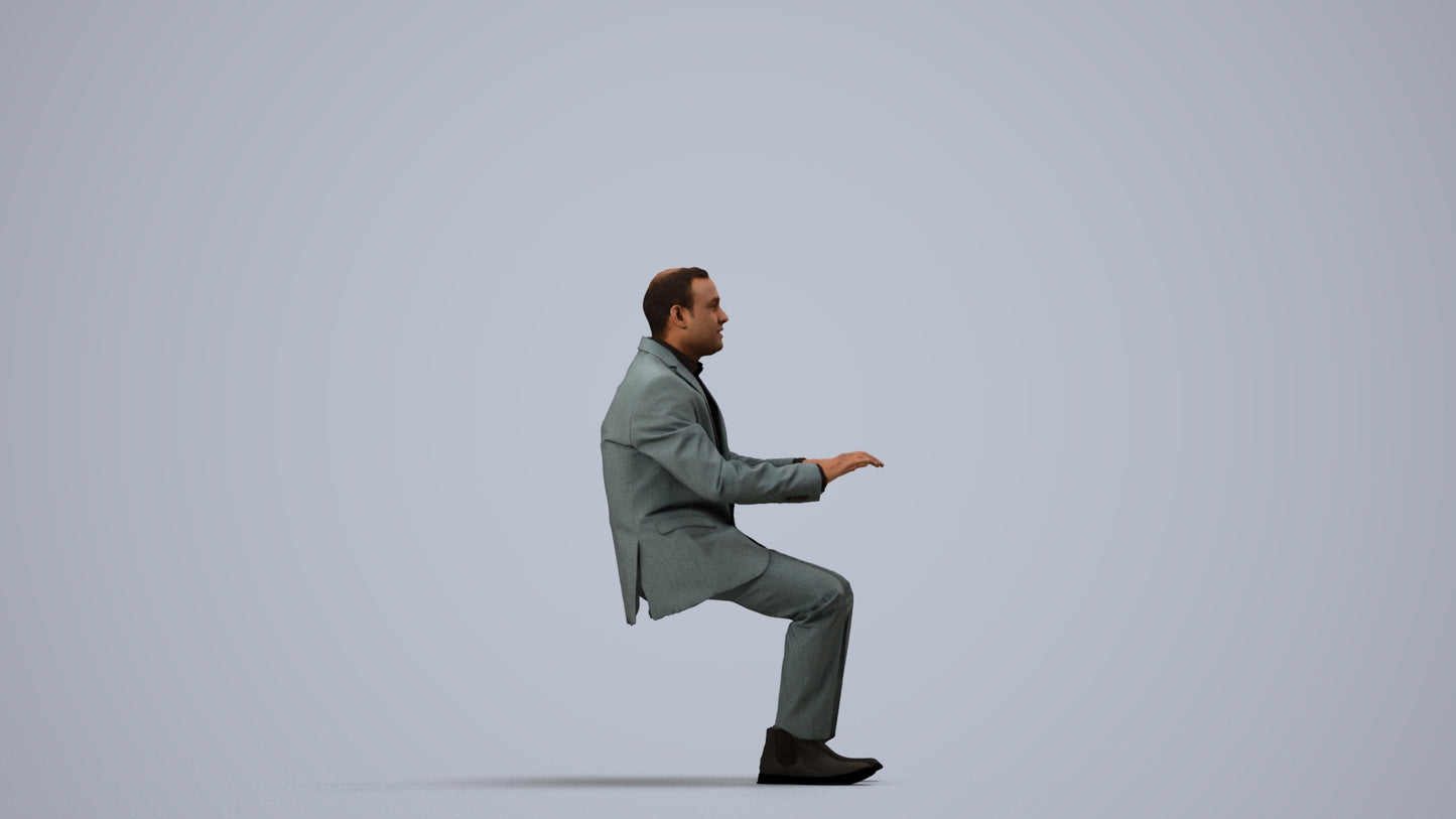 realistic 3D people man business, render-ready for V-Ray and Corona, FBX OBJ, side view render