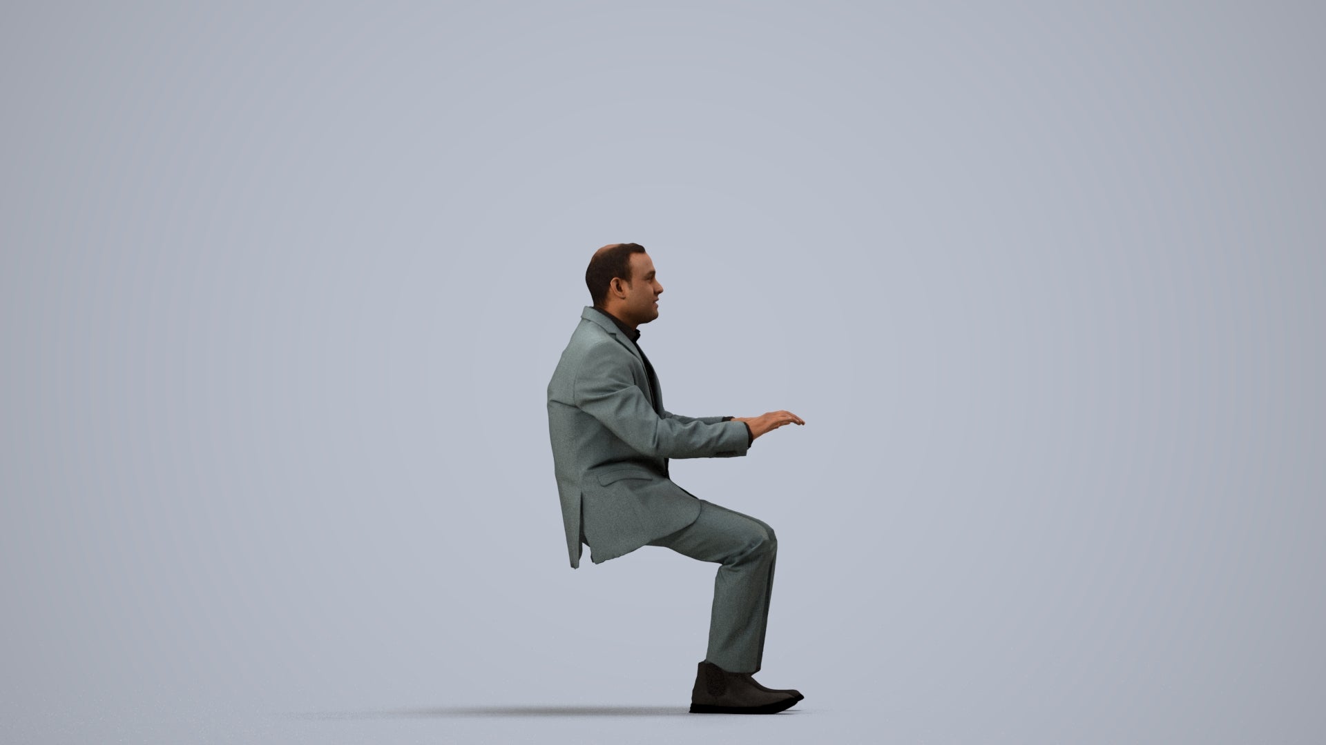 realistic 3D people man business, render-ready for V-Ray and Corona, FBX OBJ, side view render
