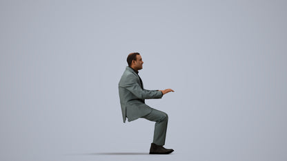 realistic 3D people man business, render-ready for V-Ray and Corona, FBX OBJ, side view render