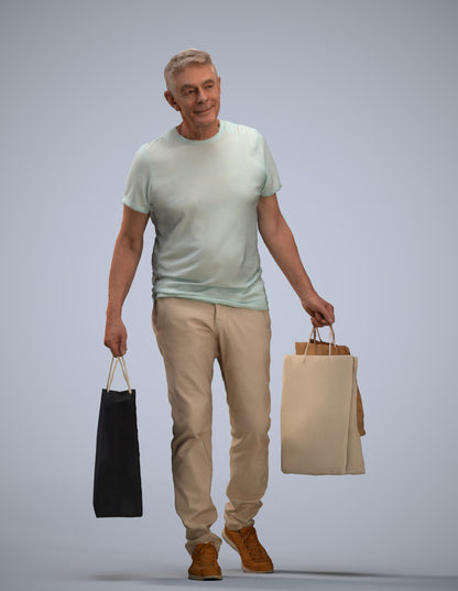 photogrammetry 3D senior man casual shopping, realistic human model archviz FBX