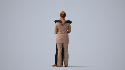 3D human model girl kids, photogrammetry scanned person for archviz, three-quarter view render