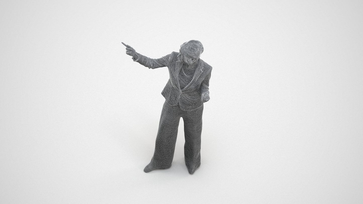 scanned 3D woman business, photogrammetry people for Enscape and V-Ray, wireframe three-quarter view