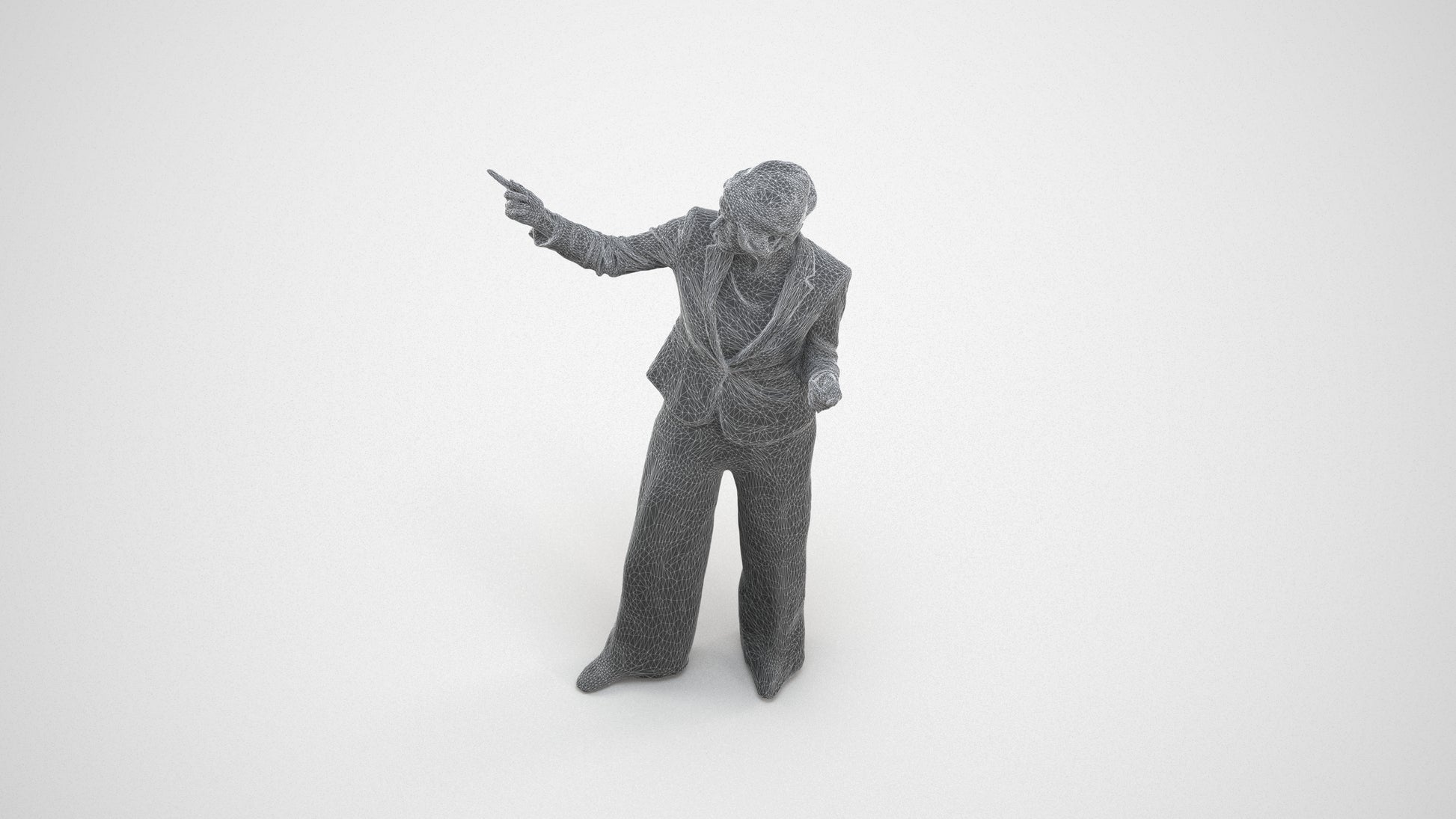 scanned 3D woman business, photogrammetry people for Enscape and V-Ray, wireframe three-quarter view