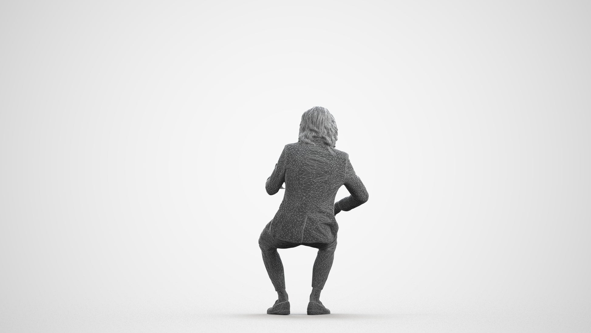 scanned 3D man business, photogrammetry people for Enscape and V-Ray, wireframe front view