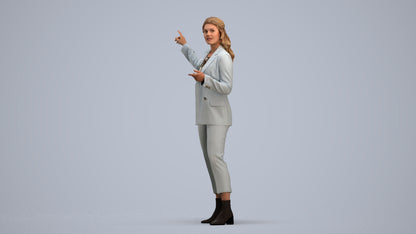 3D human model woman business, photogrammetry scanned person for archviz, standing pose render