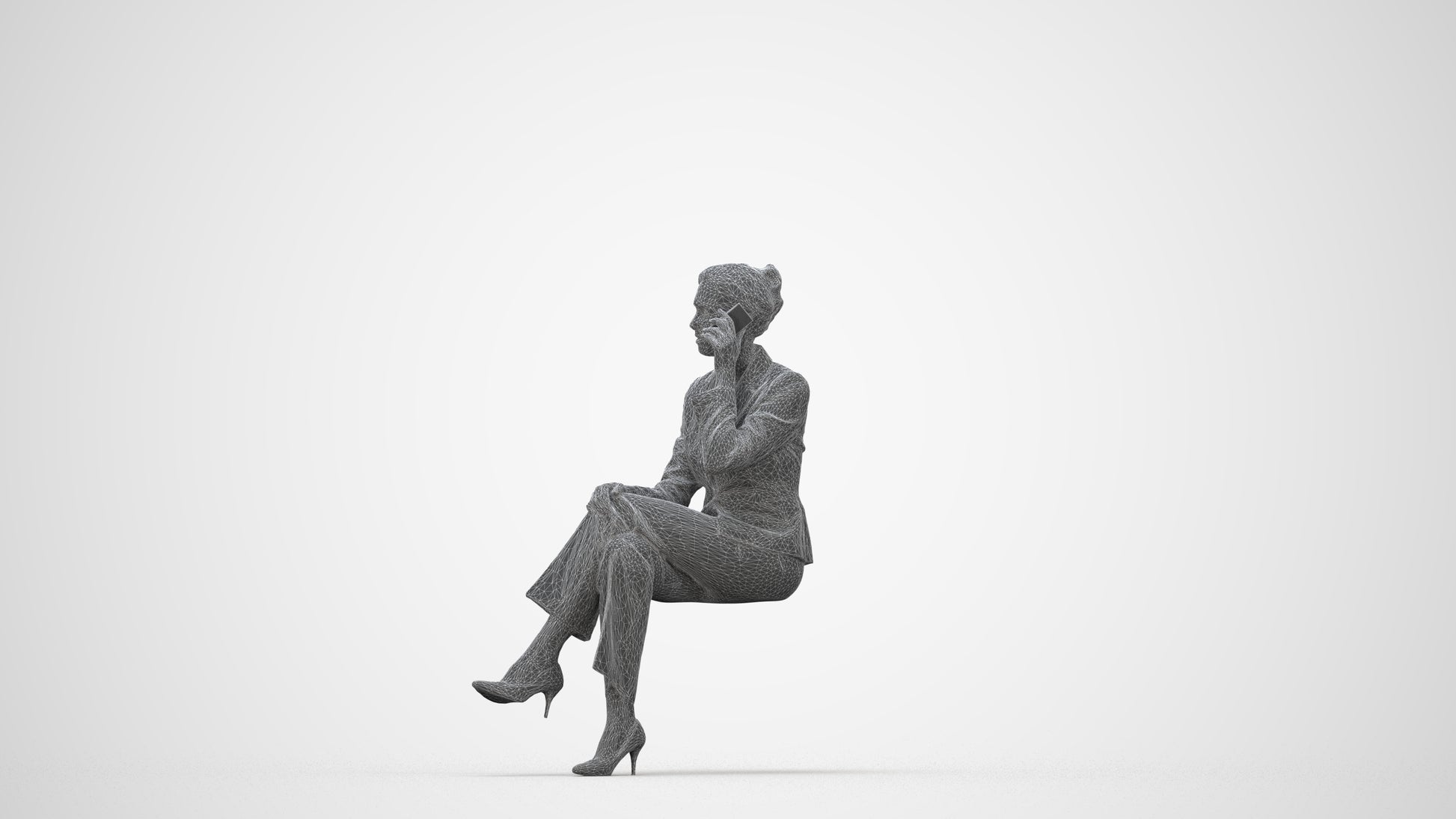realistic 3D human man casual mix, archviz people FBX OBJ for Blender, wireframe back view