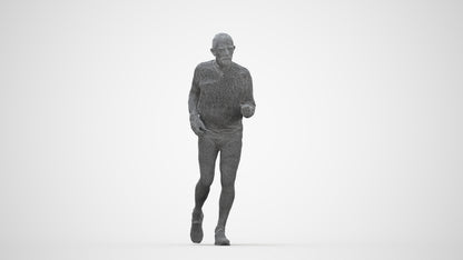 realistic 3D senior man sport, scanned archviz people for Blender and 3ds Max, wireframe back view