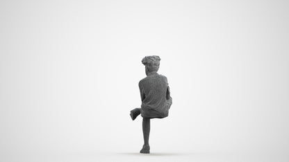 scanned 3D boy casual kids, photogrammetry people for Enscape and V-Ray, wireframe front view