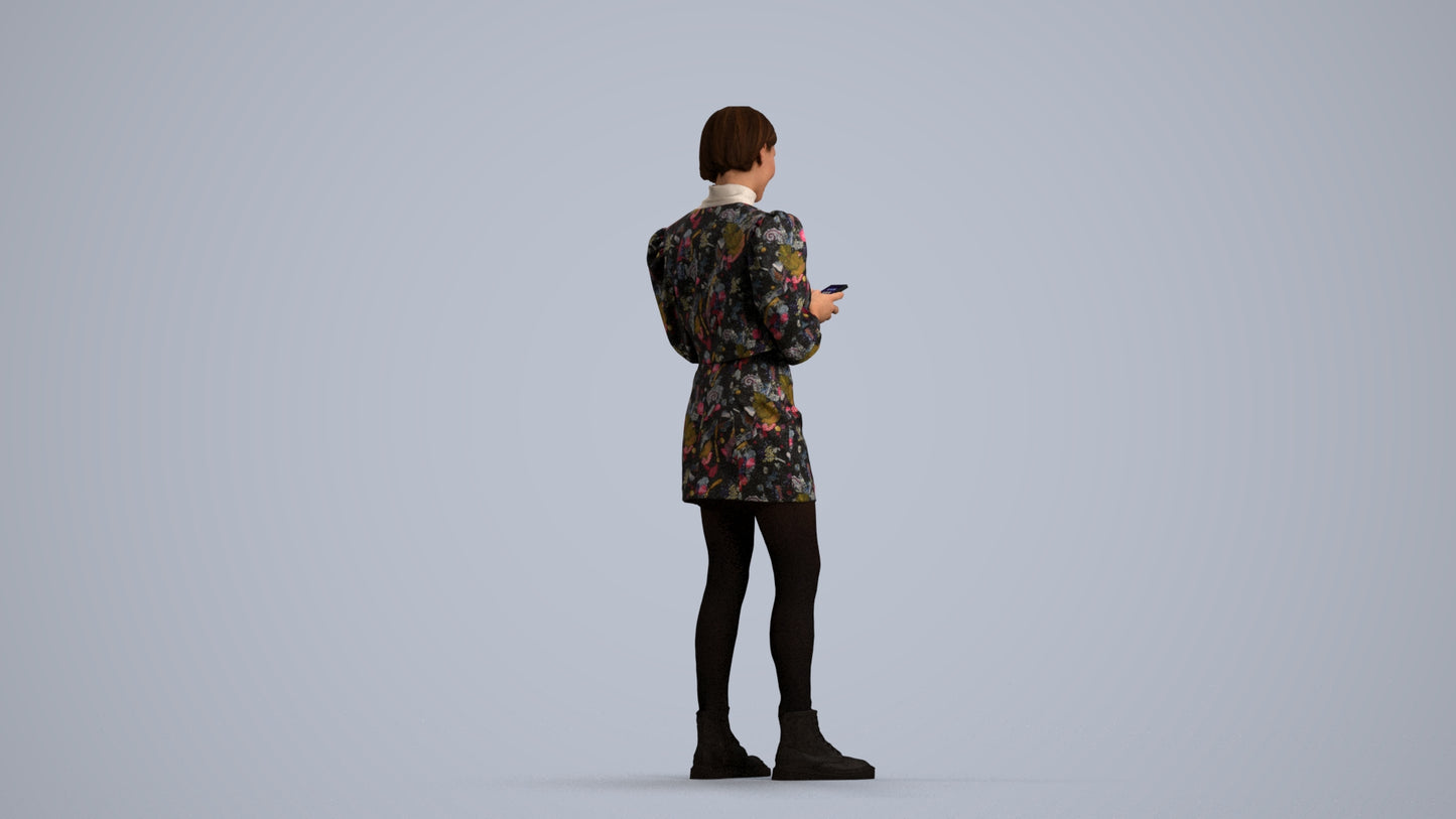 photogrammetry 3D woman casual standing, realistic human model archviz FBX, front view render