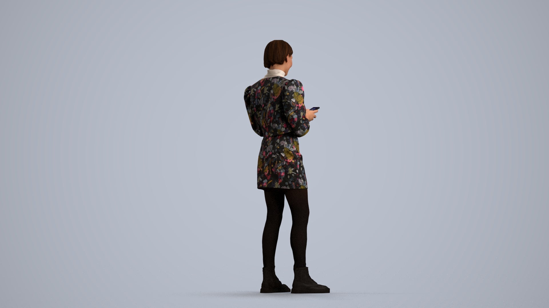 photogrammetry 3D woman casual standing, realistic human model archviz FBX, front view render