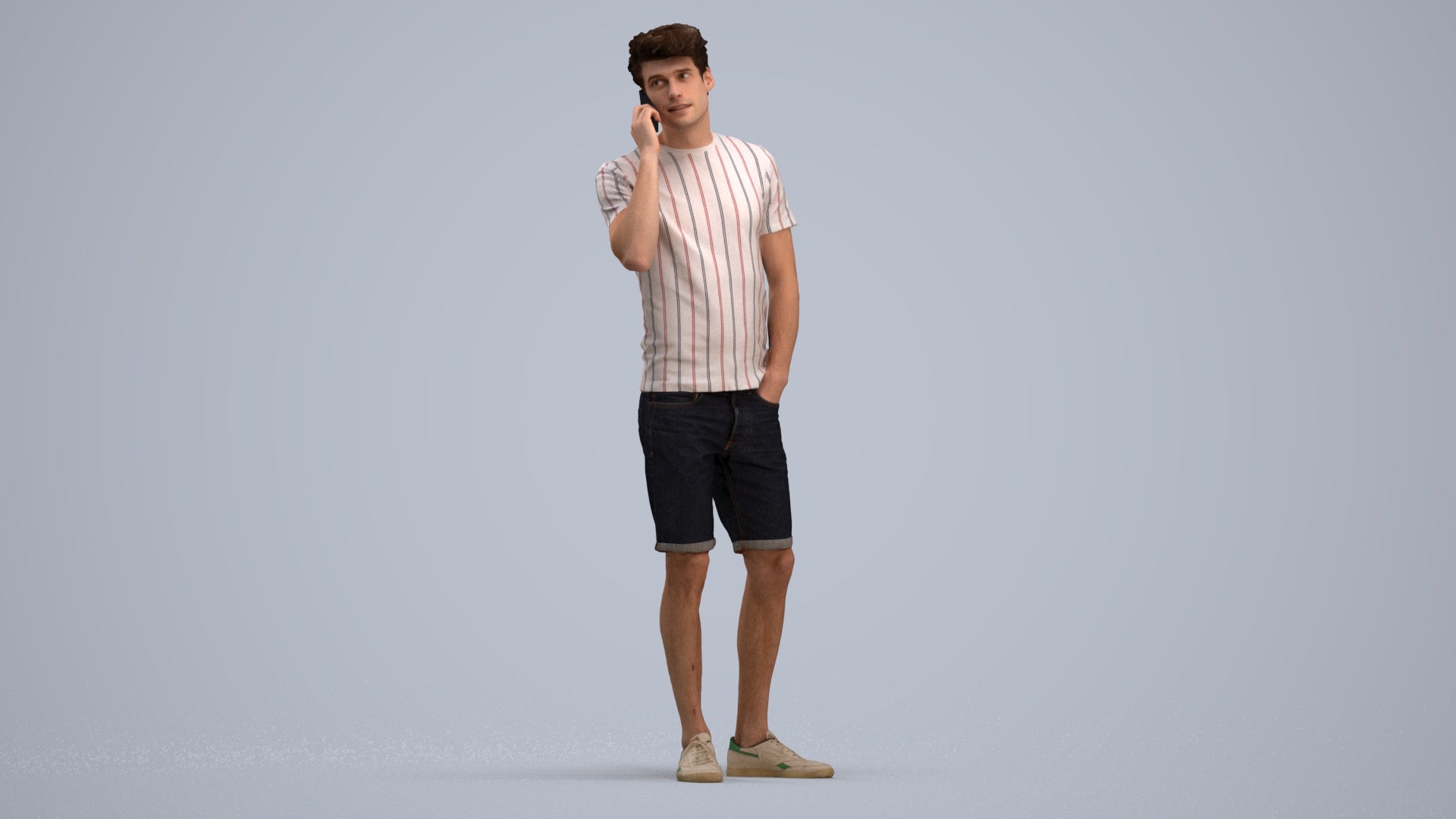 scanned 3D man casual standing, photogrammetry people for Enscape and V-Ray, standing pose render