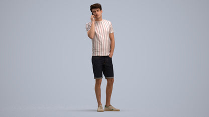 scanned 3D man casual standing, photogrammetry people for Enscape and V-Ray, standing pose render