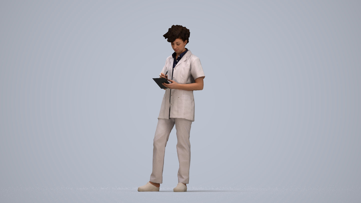 3D scanned woman medical, photorealistic archviz people for Enscape and SketchUp, top-down view render