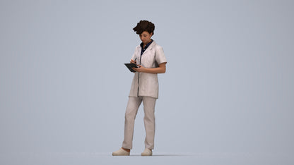 3D scanned woman medical, photorealistic archviz people for Enscape and SketchUp, top-down view render