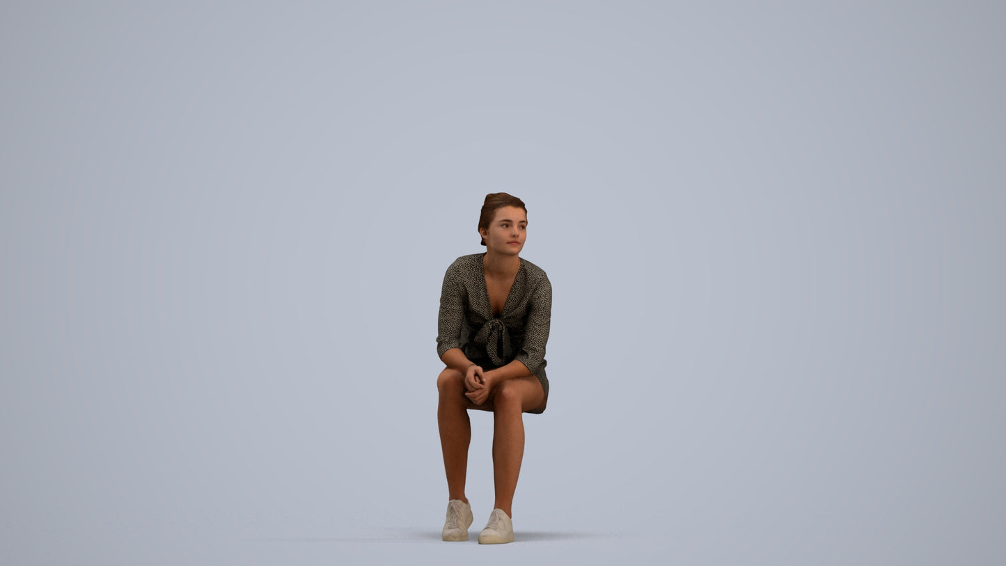 photogrammetry 3D girl casual kids, realistic human model archviz FBX, standing pose render
