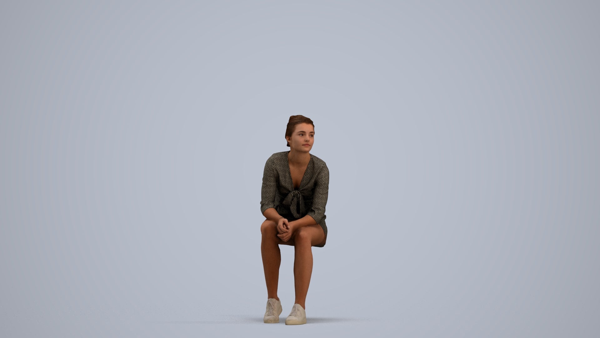 photogrammetry 3D girl casual kids, realistic human model archviz FBX, standing pose render
