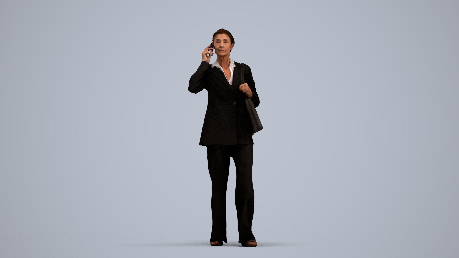 photogrammetry 3D senior woman business, realistic human model archviz FBX, standing pose render