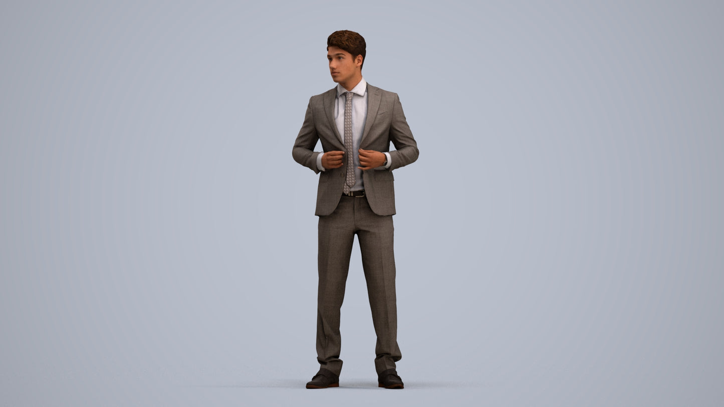 realistic 3D people man business, render-ready for V-Ray and Corona, FBX OBJ, standing pose render