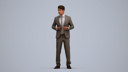 realistic 3D people man business, render-ready for V-Ray and Corona, FBX OBJ, standing pose render
