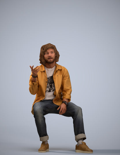 realistic 3D man casual sitting, scanned archviz people for Blender and 3ds Max