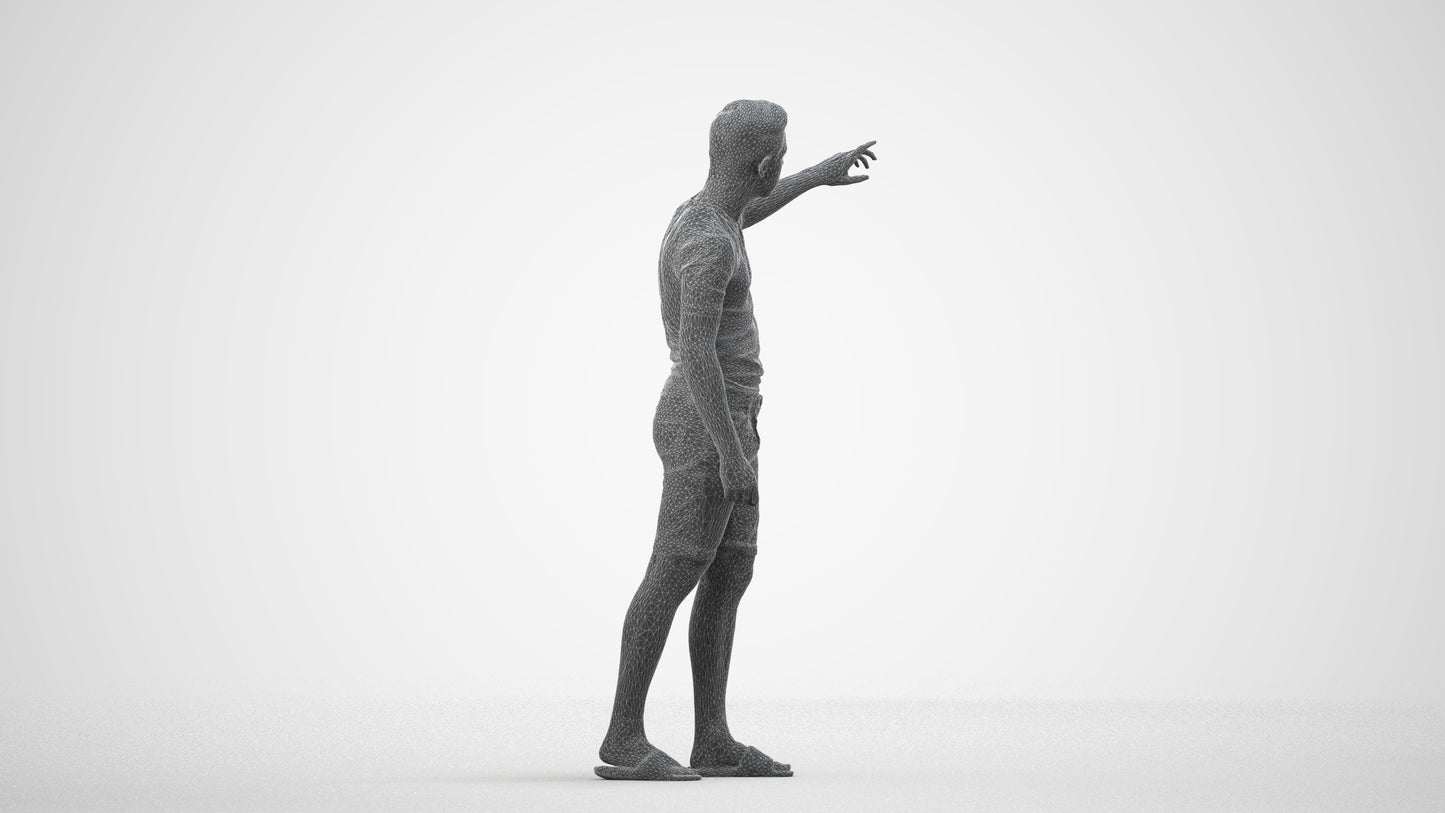 3D scanned boy kids casual, photorealistic archviz people for Enscape and SketchUp, wireframe side view