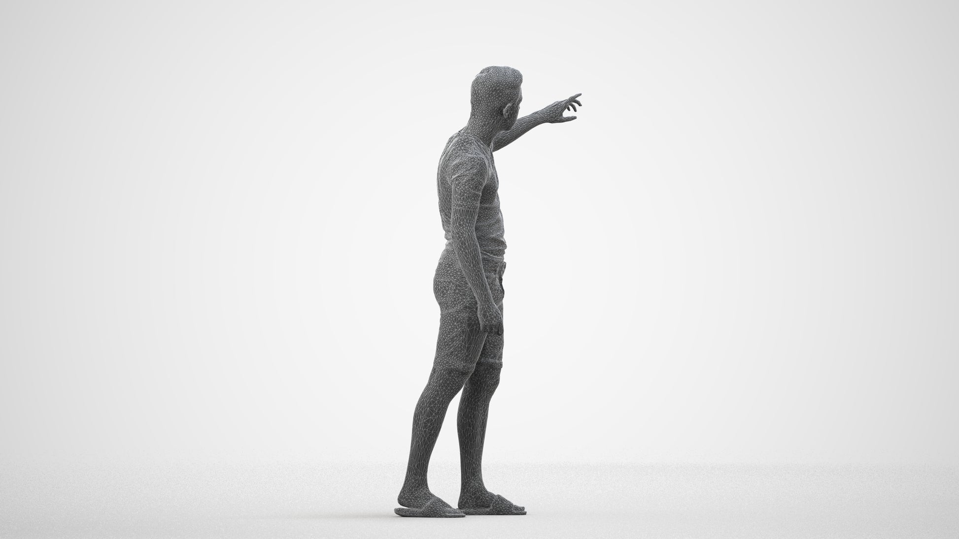 3D scanned boy kids casual, photorealistic archviz people for Enscape and SketchUp, wireframe side view