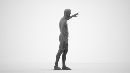 3D scanned boy kids casual, photorealistic archviz people for Enscape and SketchUp, wireframe side view