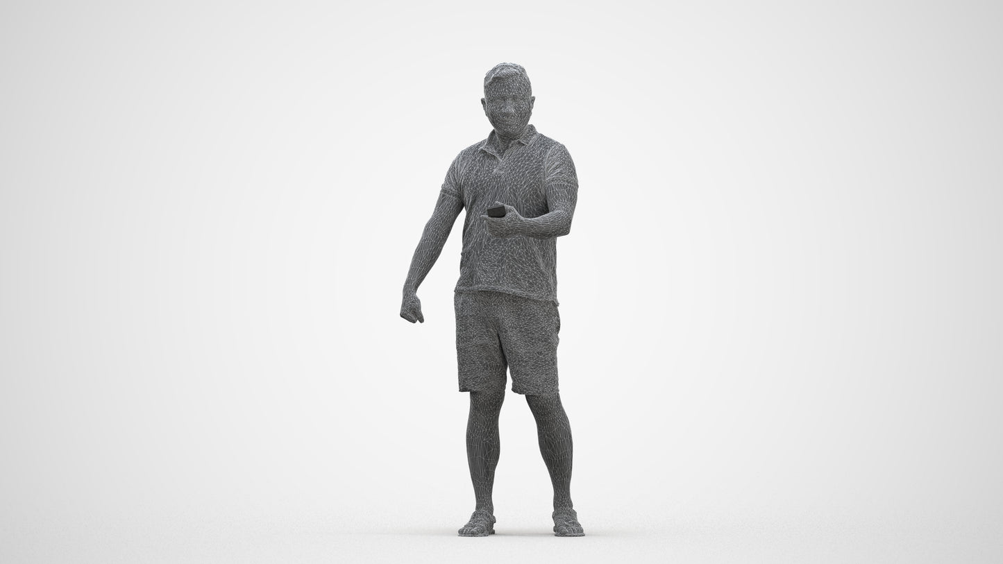 realistic 3D man casual standing, scanned archviz people for Blender and 3ds Max, three-quarter front view render