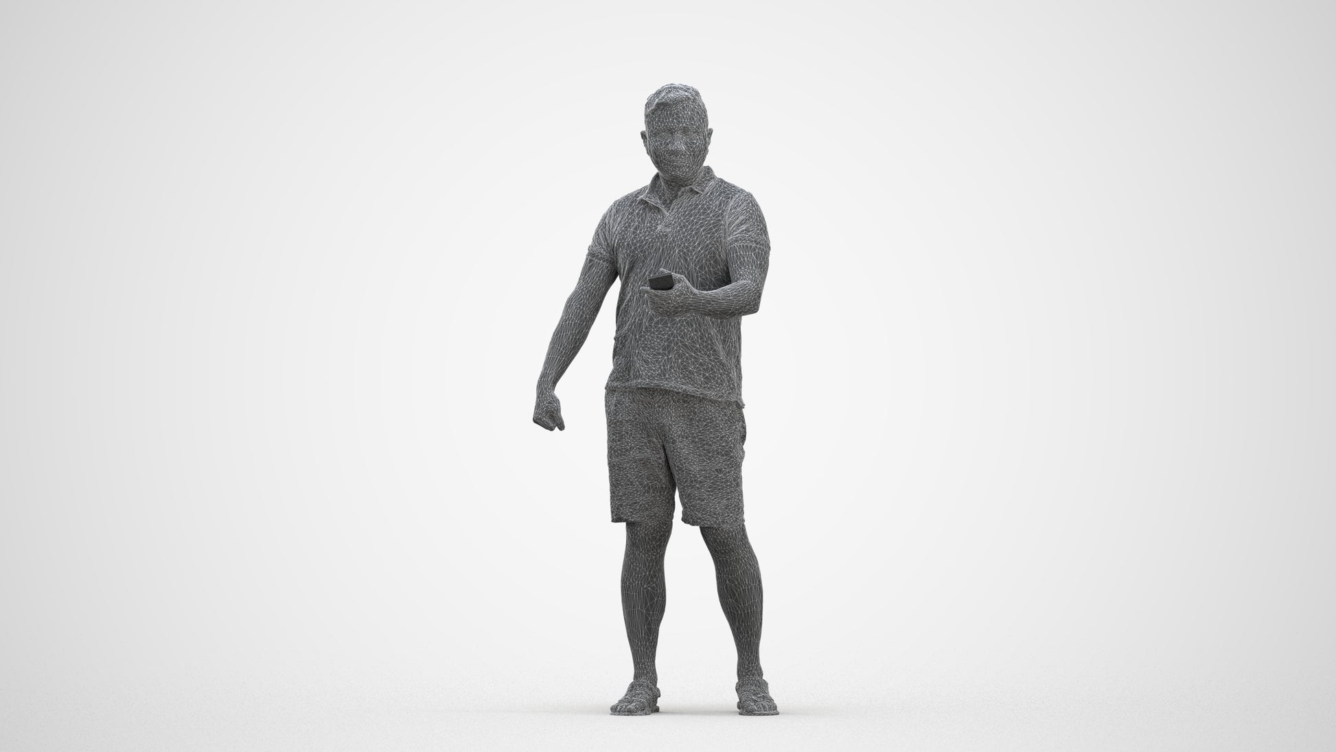 realistic 3D man casual standing, scanned archviz people for Blender and 3ds Max, three-quarter front view render