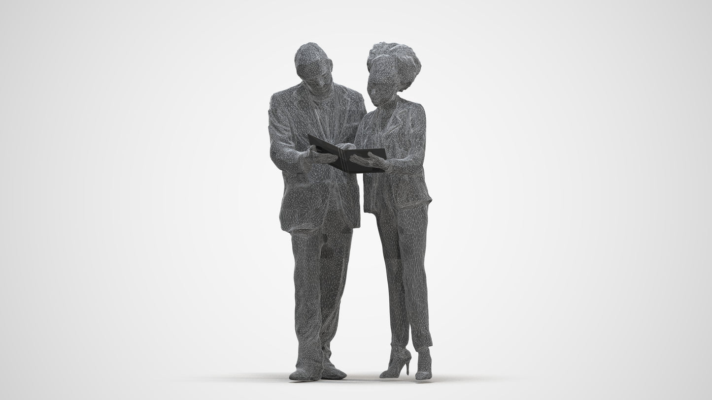3D people model woman business, scanned human for 3ds Max rendering, three-quarter front view render