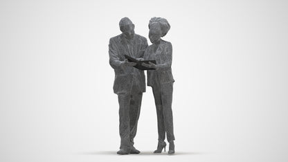 3D people model woman business, scanned human for 3ds Max rendering, three-quarter front view render