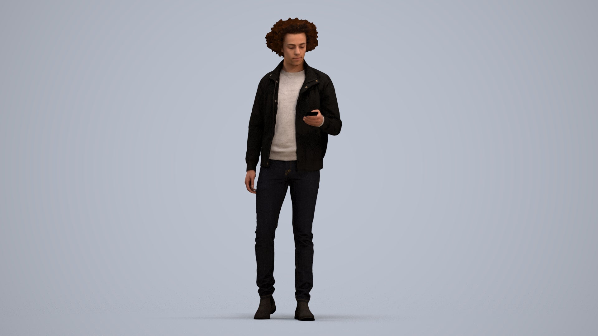 photogrammetry 3D man casual standing, realistic human model archviz FBX, standing pose render
