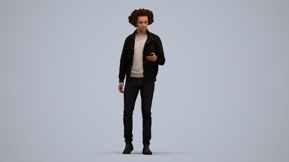 photogrammetry 3D man casual standing, realistic human model archviz FBX, standing pose render