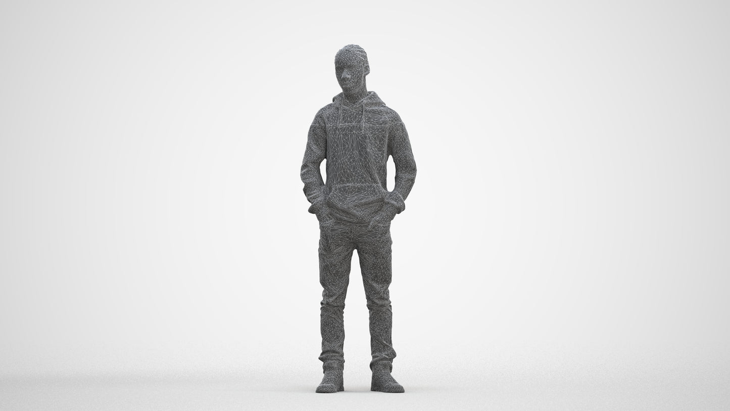 3D people model boy casual kids, scanned human for 3ds Max rendering, three-quarter front view render