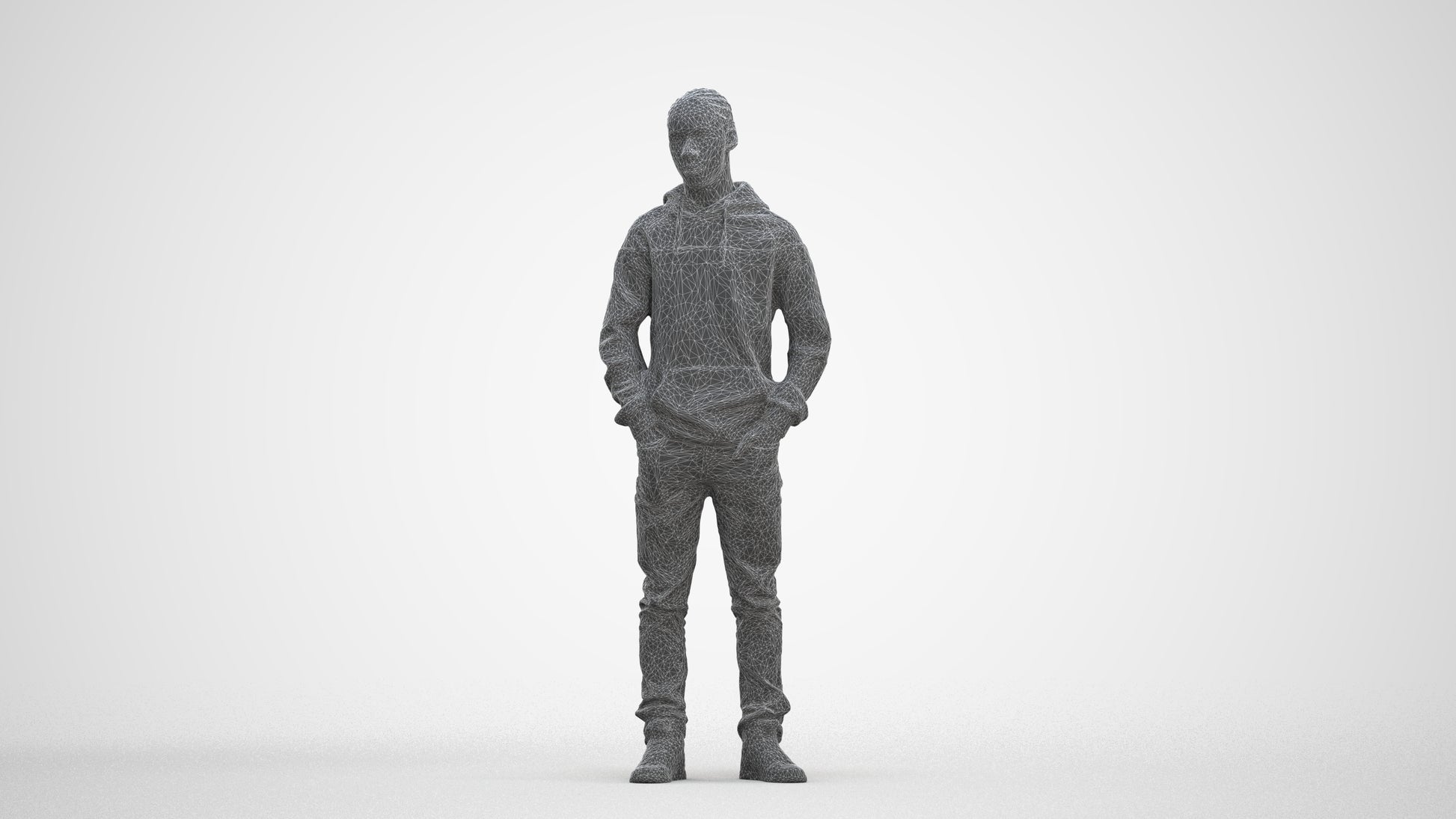 3D people model boy casual kids, scanned human for 3ds Max rendering, three-quarter front view render