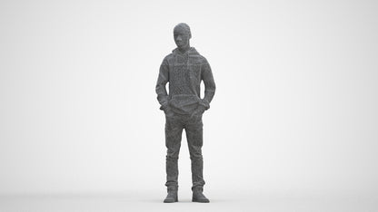 3D people model boy casual kids, scanned human for 3ds Max rendering, three-quarter front view render