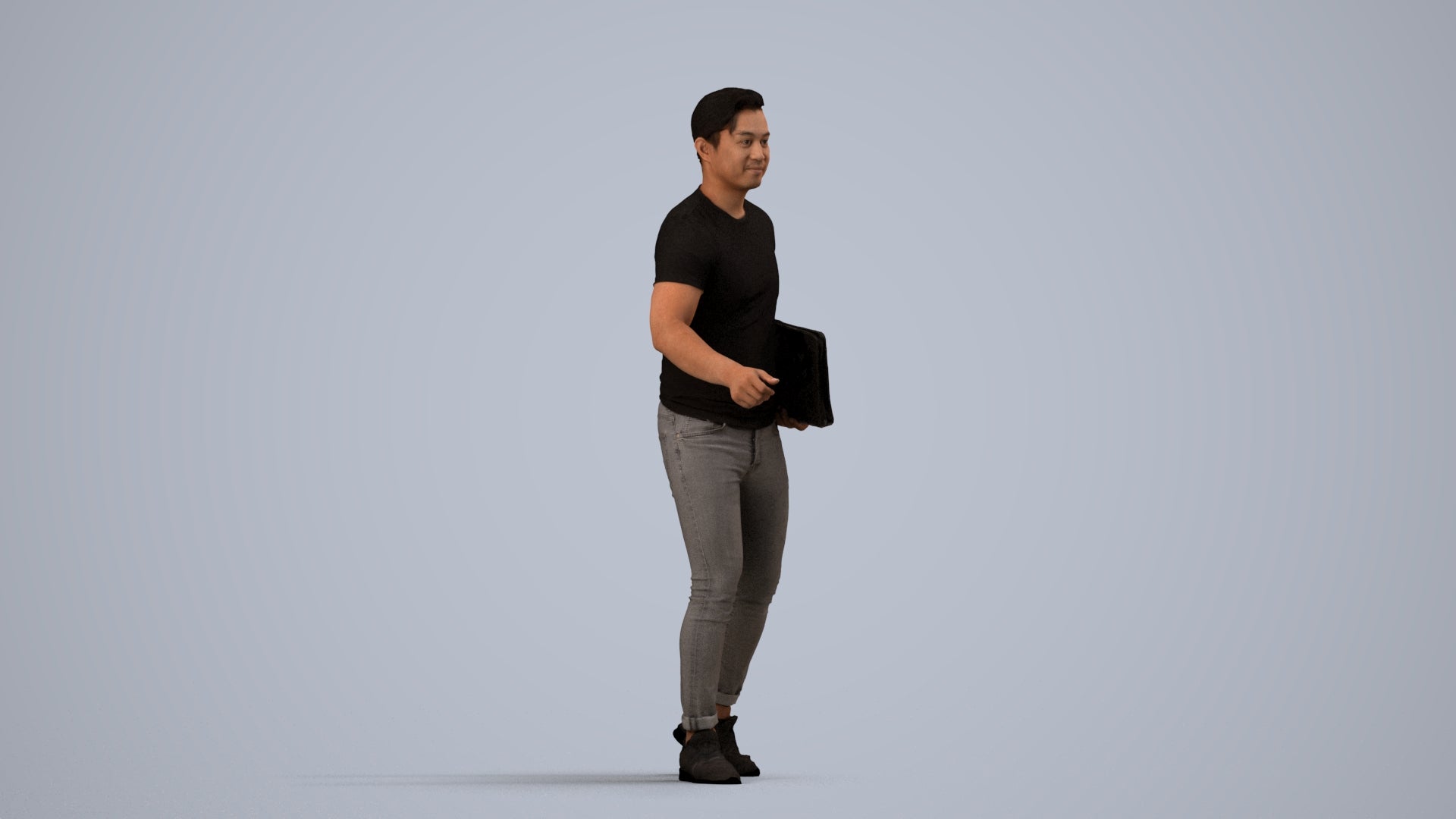 realistic 3D people man casual door, render-ready for V-Ray and Corona, FBX OBJ, side view render