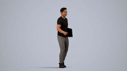 realistic 3D people man casual door, render-ready for V-Ray and Corona, FBX OBJ, side view render