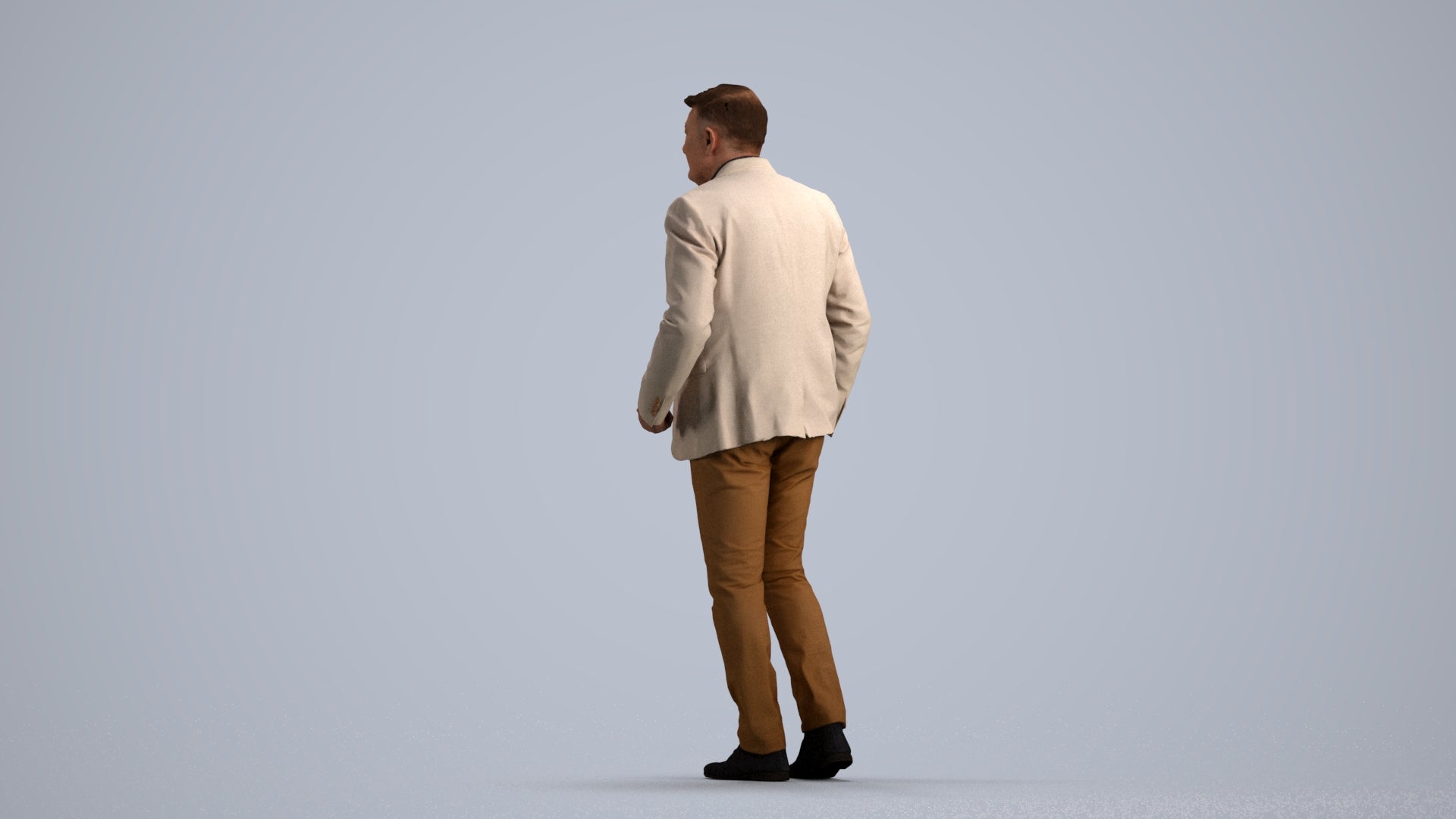 scanned 3D man business walking, photogrammetry people for Enscape and V-Ray, front view render