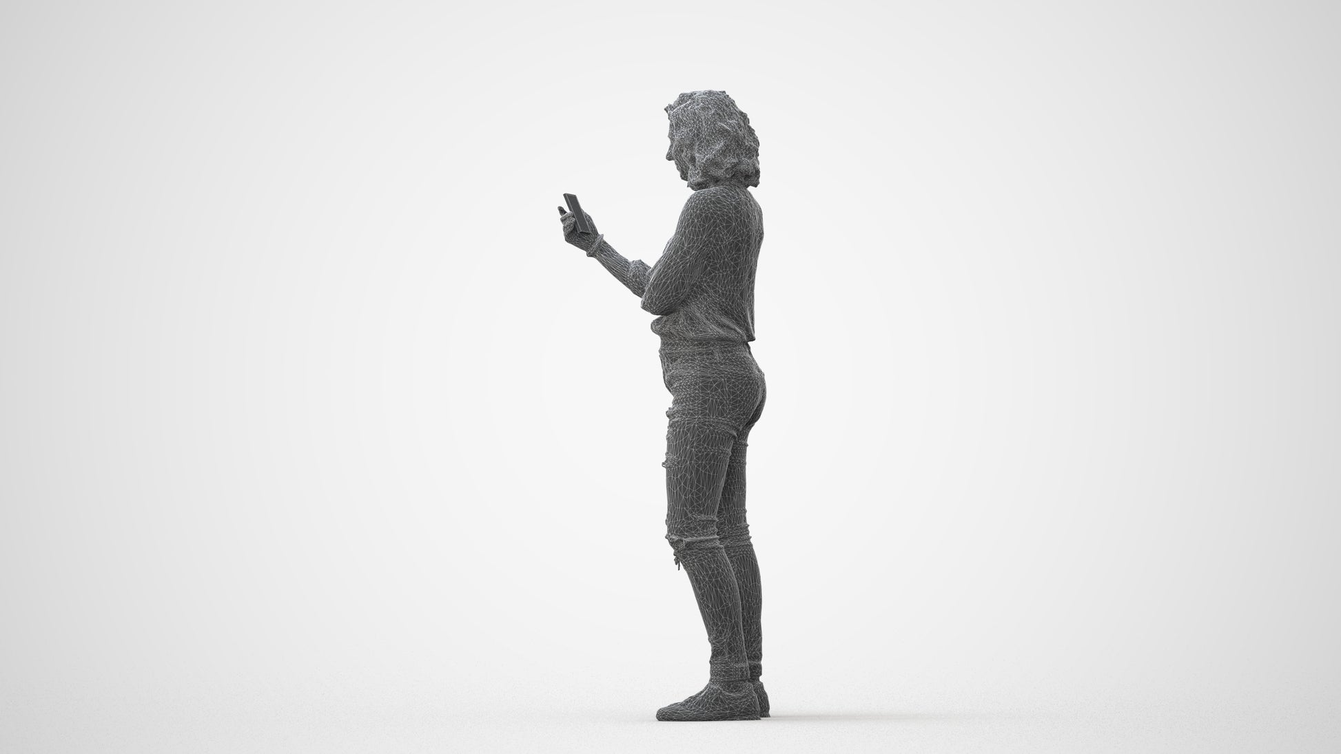 3D human model woman casual standing, photogrammetry scanned person for archviz, square thumbnail
