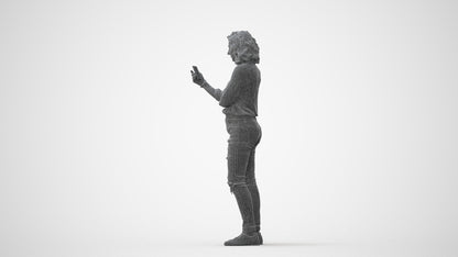 3D human model woman casual standing, photogrammetry scanned person for archviz, square thumbnail