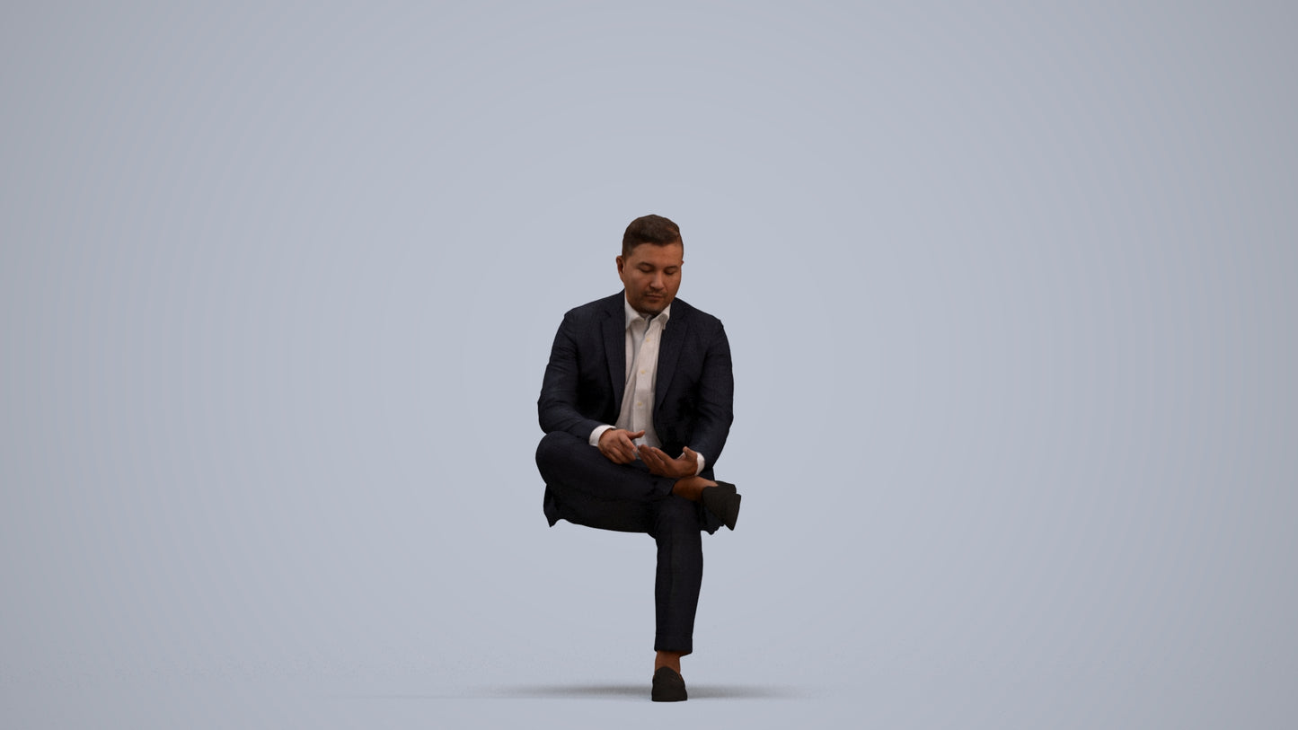 photogrammetry 3D man business, realistic human model archviz FBX, standing pose render