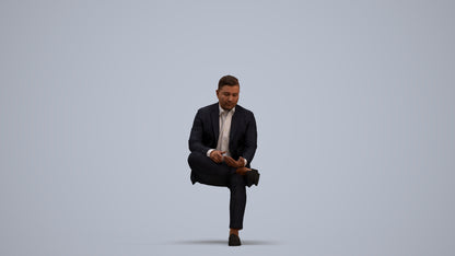 photogrammetry 3D man business, realistic human model archviz FBX, standing pose render