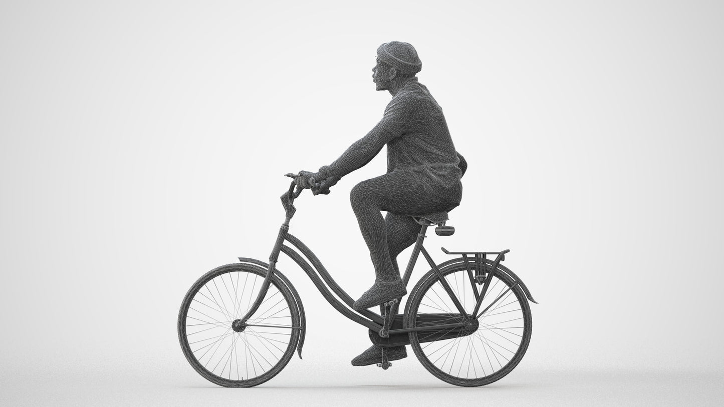 realistic 3D human man casual cycling, archviz people FBX OBJ for Blender, square thumbnail