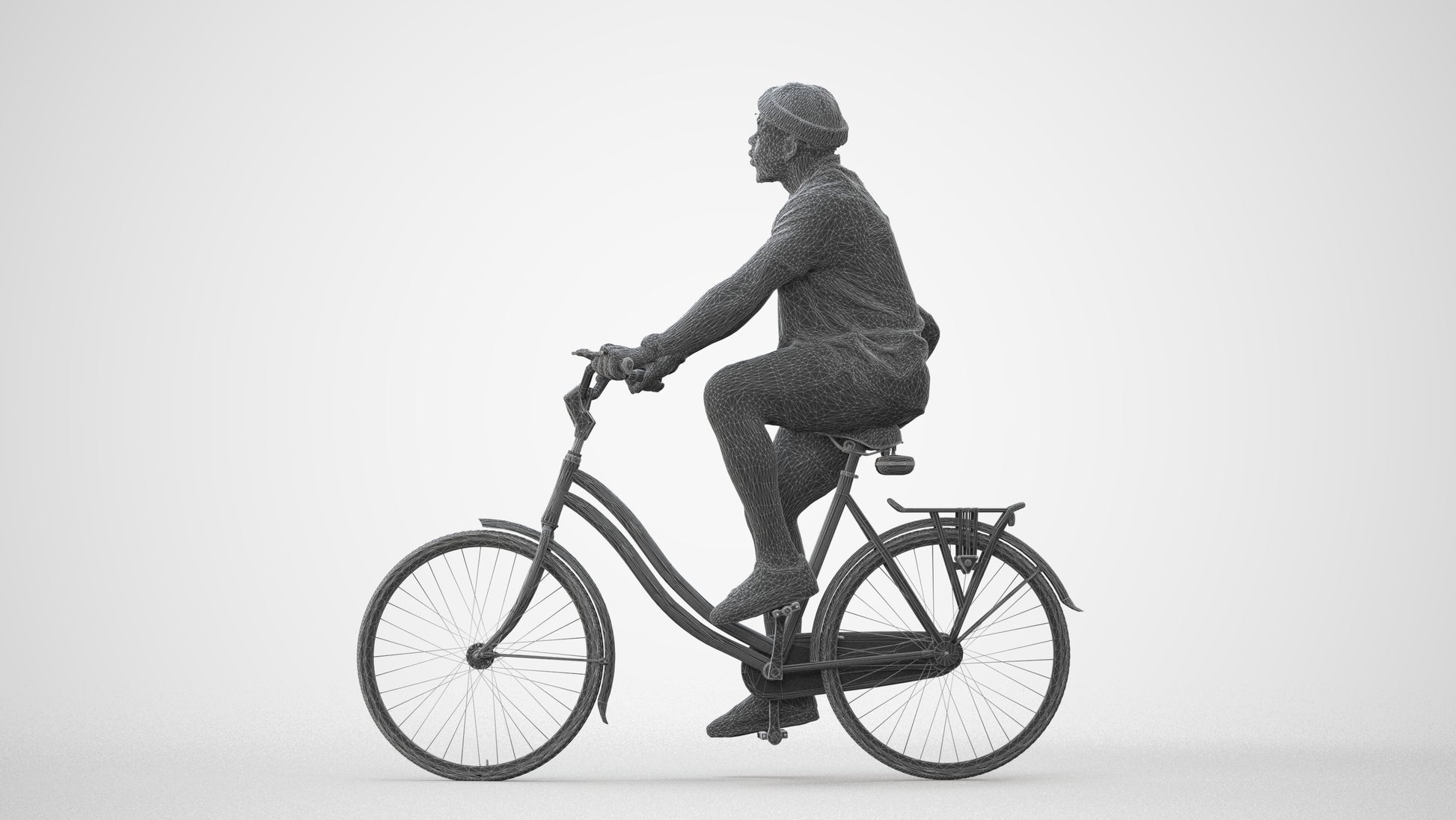 realistic 3D human man casual cycling, archviz people FBX OBJ for Blender, square thumbnail
