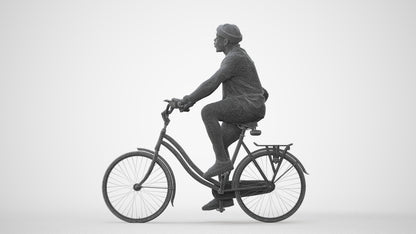 realistic 3D human man casual cycling, archviz people FBX OBJ for Blender, square thumbnail